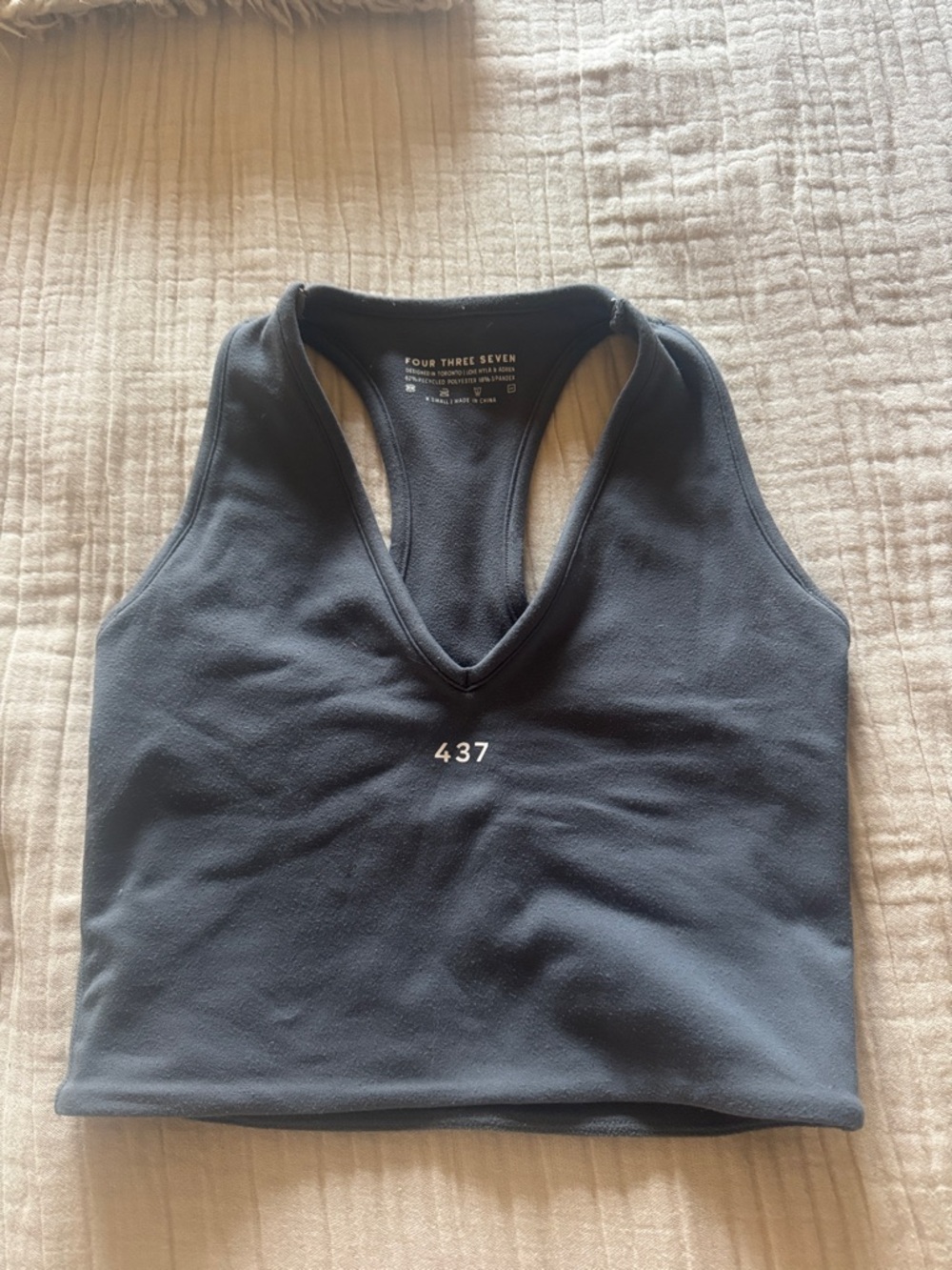 Four Three Seven (437) Grey Racerback Crop Top